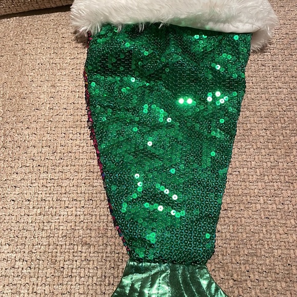 Christmas Stocking Mermaid Sequined Very Colorful Measurements 22” x 9” - Picture 6 of 8